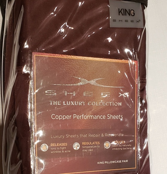 SHEEX New Copper KING Pillowcases Anti-Bacterial Anti-Aging Sleep Rejuvenate NWT - Picture 5 of 6